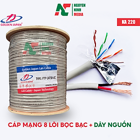 Dây Cáp Mạng Kèm Nguồn Cat5e FTP + 2C Golden Japan Bọc Bạc Chống Nhiễu - Hàng Chính Hãng (Bán Lẻ Mét)