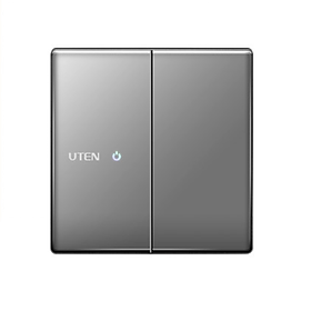 Mua Công tắc vuông Uten - Công Tắc đôi 1 Chiều Uten Z9 mặt kính màu gold màu ghi