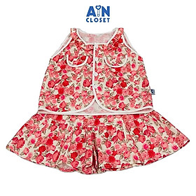 Bộ quần áo Ngắn bé gái họa tiết Hồng Đỏ Leo cotton - AICDBGRBEZML - AIN Closet