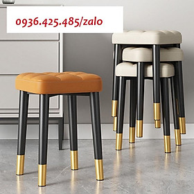 Mua Ghế đẩu vuông đệm múi da sáp trơn công ghệ Nano siêu bền  chân kim loại tải trọng 200 kg phong cách hiện đại