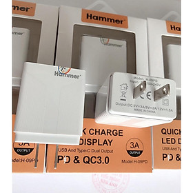 Mua Cóc sạc nhanh Hammer 18W (H09)  PD & Quick Charge 3.0A  có LCD hiển thị dòng điện  Hàng chính hãng bảo hành 12 tháng