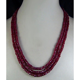 Hot 3x4mm Natural Ruby Faceted Gemstone Beads Statement Necklace 3 Strands