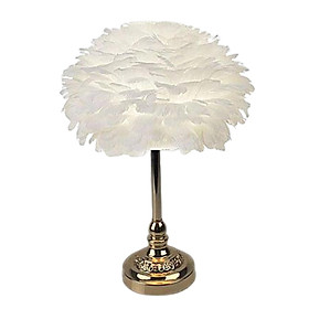 LED Feather Table Lamp Desk Light Romantic for Bedside Study Room Bedroom