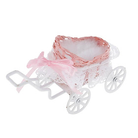Lovely DIY Baby Doll Trolley Nursery Furniture Cart Kids Play Toys Pink