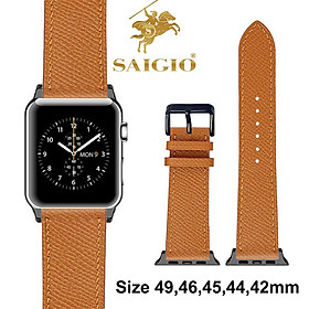 Dây Đồng Hồ Apple Watch 49mm 46mm 45mm 44mm 42mm, Chất Liệu Da Bê EPSOM Thảo Mộc Cao Cấp, Nhập Khẩu Từ Châu Âu, Dây Đeo Phong Cách Hiện Đại và Sang Trọng, Tương Thích Các Phiên Bản Series Ultra2/Ultra/SE2/SE/10/9/8/7/6/5/4/3/2/1