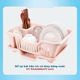 Rổ úp chén bát có khay hứng nước nhựa Việt Nhật - Đồ dùng bếp bằng nhựa cao cấp, bền đẹp, an toàn
