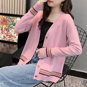 Áo khoác len nữ cardigan dệt kim tay dài dáng rộng cadigan thời trang cổ chữ V phong cách ullzang Hàn Quốc AH36