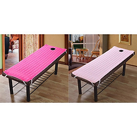 2pcs Massage Table Mattress Cosmetic Bed Sheet Cover Pad with Hole 185x70cm