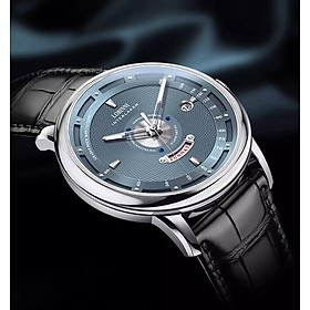 Đồng hồ nam chính hãng LOBINNI L18087-2 hàng mới fullbox hãng ,máy cơ kính sapphire chống nước đầy đủ,mặt tròn xanh dây da đen xịn