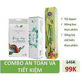 Combo Màng bọc thực phẩm, túi zipper và găng tay Green Eco