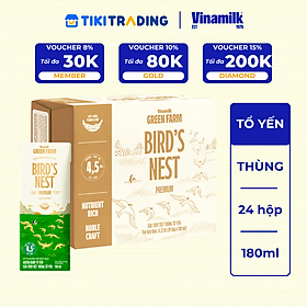 Thùng 24 hộp Sữa tươi tiệt trùng chứa tổ yến Vinamilk Green farm - hộp 180ml