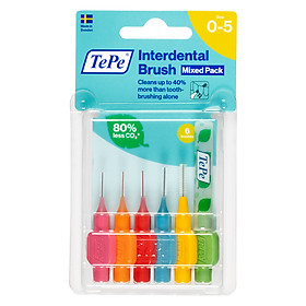 Bộ 6 cây tăm chải kẽ răng cơ bản và 1 nắp Tepe Interdental Brush Original