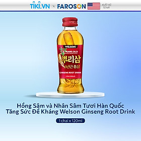 Hồng Sâm và Nhân Sâm Tươi Hàn Quốc Tăng Sức Đề Kháng Welson Ginseng Root Drink hộp 1 chai x 120ml