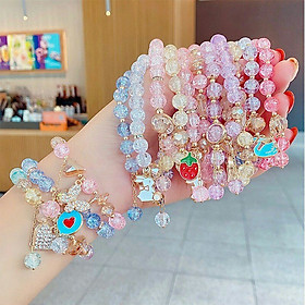 Vòng tay kèm mặt charm đáng yêu cho bé gái, hạt cườm kết chắc chắn đẹp