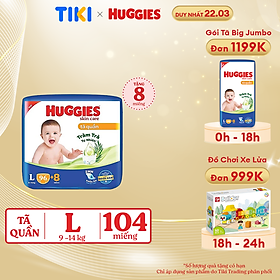 Tã/bỉm quần HUGGIES SKINCARE MEGA JUMBO size L 96+8 miếng