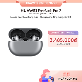 Tai nghe Bluetooth HUAWEI FreeBuds Pro 2 | Loa kép | Âm thanh trung thực | Chống ồn chủ động thông minh 2.0 | Hàng Chính Hãng