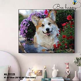 Mua Tranh sơn dầu số hóa tự tô Sondausohoavn Chó Corgi dễ thương DV4126
