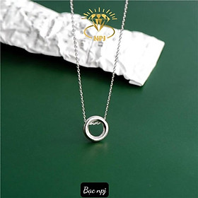 Dây chuyền hình khối mặt tròn kèm họng chờ dễ dàng đeo, Vòng cổ nữ Bạc Ta - bạc npj