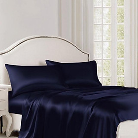 Ga Giường Drap Lẻ Phi Lụa Lavish Silk cao cấp mát lạnh hàng loại 1 không nối vải - Xanh Đen