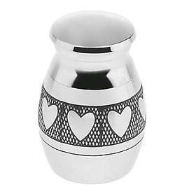 Heart Pattern Stainless Steel Cremation Urn Ash Memorial Container Size L