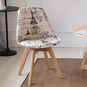 Ghế làm việc DSW Eames chân gỗ cố định thân nhựa bọc vải có nệm vải Cờ Pháp / vải Paris Nội thất Capta HCM