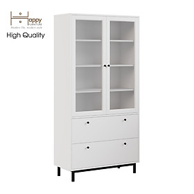 Mua  Happy Home Furniture  CATY   Kệ sách 6 tầng cửa kính 2 ngăn kéo - chân sắt    90cm x 39cm x 180cm (DxRxC)  KSA_019