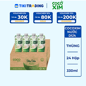 Thùng nước dừa đóng hộp Cocoxim dừa dứa non 330ml (1 thùng 24 hộp)