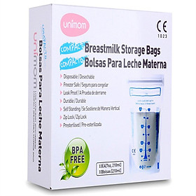 Túi trữ sữa mẹ Unimom Compact 210ml không BPA, an toàn cho bé khi sử dụng, không sợ tràn hay rò rỉ sữa ( Tặng 01 ống bón 3ml )