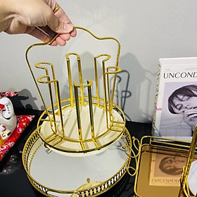 Mua Giá úp cốc  khay up ly mạ vàng kèm khay không hoen gỉ cao cấp QHMC