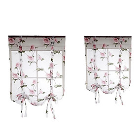 Adorable Floral Roman Curtain Tie-up Shade Sheer Voile Kitchen Balcony S & L
