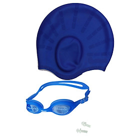 Combo nón bơi mũ bơi che tai CQ + Kính bơi Phonex 207 kèm bịt tai (Giao màu ngẫu nhiên)