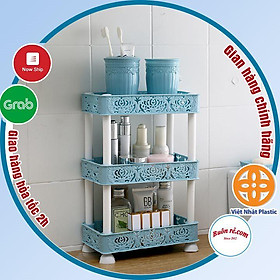 Kệ chữ nhật hoa 2 tầng, 3 tầng nhựa Việt Nhật đa năng, kệ phòng tắm, nhà bếp đựng gia vị, chén bát