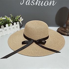 Mũ cói rộng vành, nón cói rộng vành đi biển, đi du lịch, phong cách cổ điển thanh lịch dành cho nữ