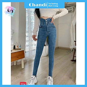 Quần jean nữ Lưng Cao Siêu Hack Dáng Thương Hiệu Chandi, chất jean co dãn 4 chiều ống ôm chân MA704