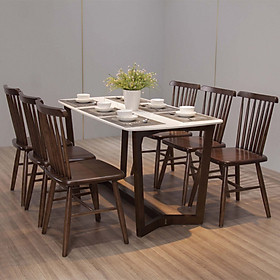 Bộ bàn ăn mặt đá 6 ghế hiện đại BAMSF19 Tundo Kích thước 1m6 x 80cm