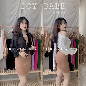 Đầm body nữ hai dây sexy JOY BABE  mix áo khoác sơ mi mong manh, thun ôm đẹp hack dáng, đầm thời trang sọc DAM 5