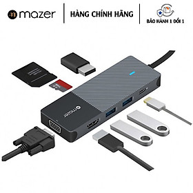 Cổng Chuyển Đổi Mazer Multimedia Pro Hub 8-in-1 USB-C - Hàng Chính Hãng