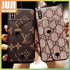 Mua Ốp điện thoại da cao cấp có ngăn thẻ hoạ tiết LV sang trọng cho Iphone 11 Pro Max 6 6s 7 8 Plus X XS Max XR