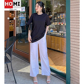 Áo Thun Basic Trơn Unisex 100% cotton, áo form nam nữ tay lỡ 5 màu trắng, đen, Xám, Nâu, Đỏ-HOMI Fashion