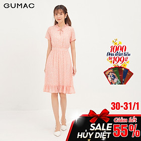 Đầm xếp cổ bèo tùng GUMAC DA12131