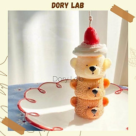 Nến Thơm Tạo Hình Đầu Gấu Mix Dâu Tây Handmade - Dory Lab