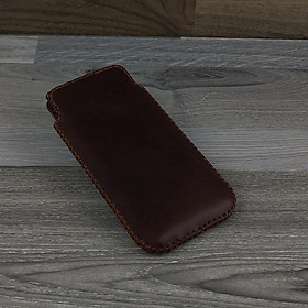 Bao Da Túi Rút dành cho Samsung Note 9 Da Bò Sáp Màu Nâu Cafe