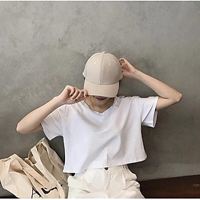 Áo Croptop Nữ Form Rộng Tay Ngắn Cổ Tim Cá Tính Freesize