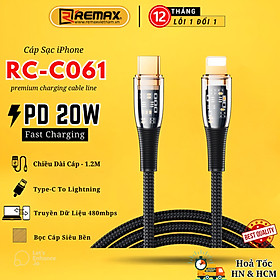 Mua Cáp sạc nhanh Type C to Lighning 20W Remax RC-C061cl - Hàng Chính Hãng Remax