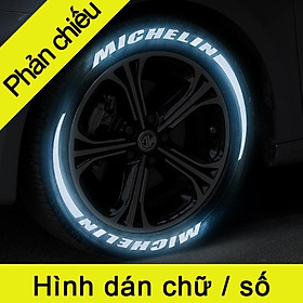 Miếng dán trang trí lốp xe kiểu chữ cái Tiếng Anh / chữ số 3D phản quang kết hợp tự do DIY cho xe hơi / xe máy