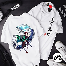 Áo thun trắng Anime, Manga Thanh g diệt quỷ Tanjiro 09, Unisex Nam Nữ có Size áo từ 25-95kg