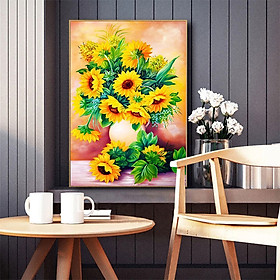 Mua Tranh thêu kín chữ thập Bình hoa hướng dương 62536  kích thước 60*80 cm