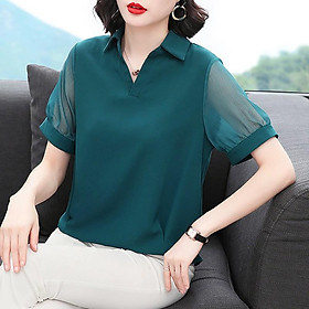 Áo Sơ Mi Nữ Trung Niên Ngắn Tay Phối Ren Thanh Lịch SM40 - Hàng Quảng Châu Cao Cấp
