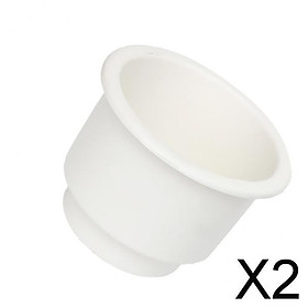 2xWhite Side Hole Recessed Cupholder for Marine Boat Car RV
