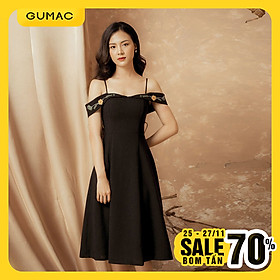 Đầm Nữ Bẹt Vai Thêu Hoa Gumac MSV12986